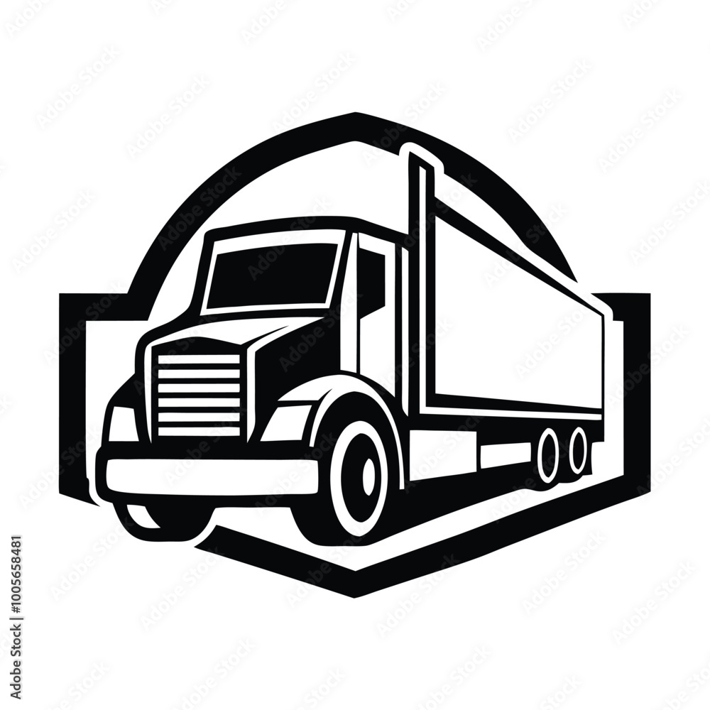 Fototapeta premium Heavy-duty truck line art logo icon vector artwork design, ideal for automotive, transportation, and commercial vehicle-related projects. Perfect for logos and branding.
