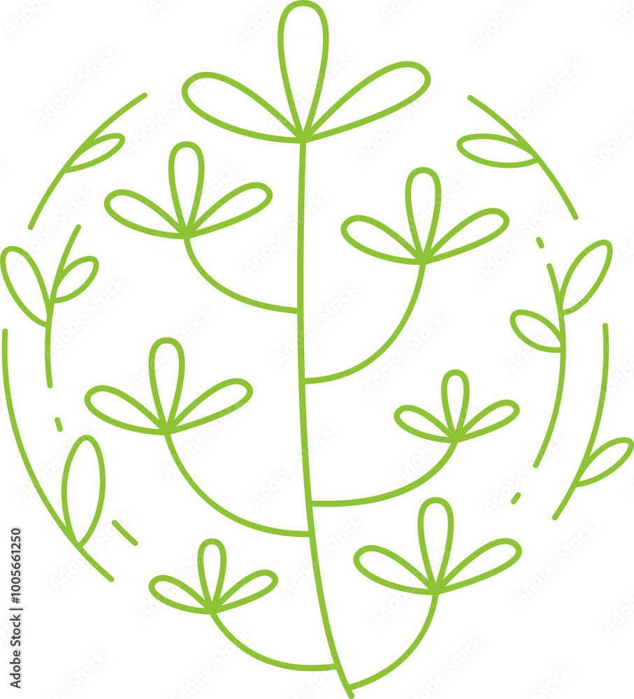 Decorative Flowers and Leaves Line Art Decorative Flowers and Leaves Line Art