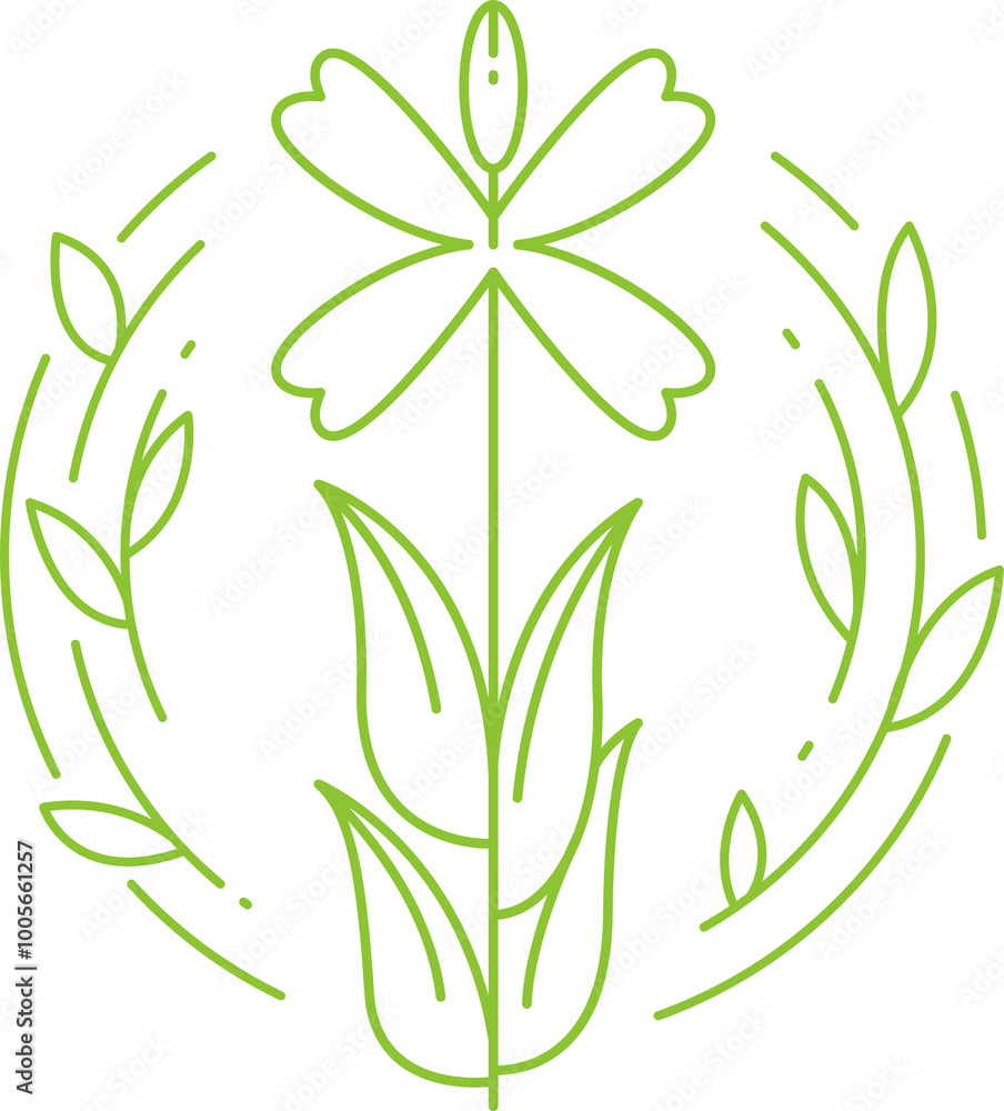Decorative Flowers and Leaves Line Art Decorative Flowers and Leaves Line Art