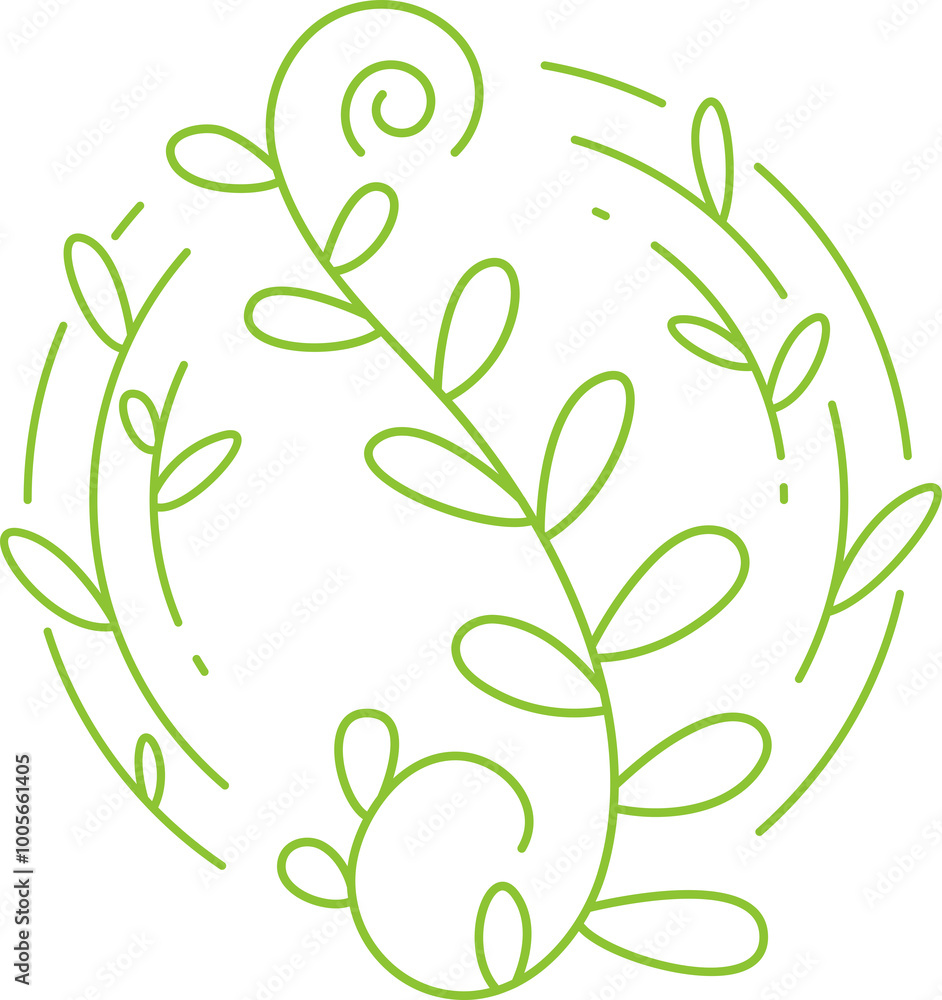 Decorative Flowers and Leaves Line Art Decorative Flowers and Leaves Line Art