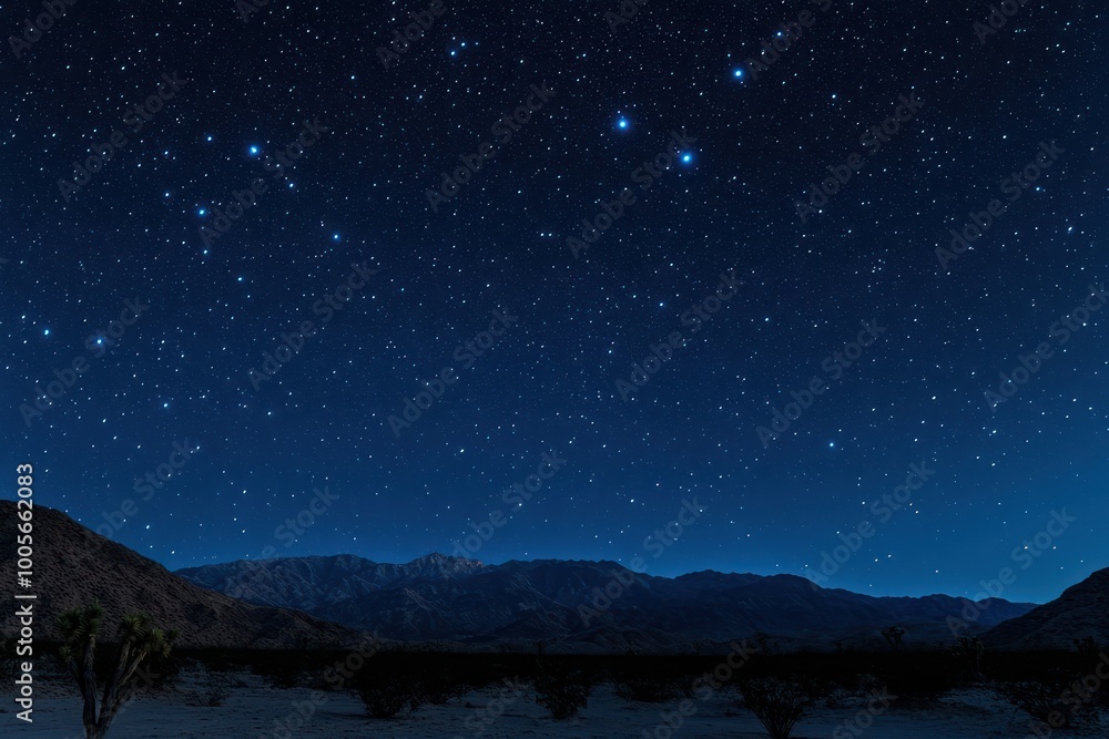 A night sky filled with stars over a mountain range. A night sky filled with stars over a mountain range.