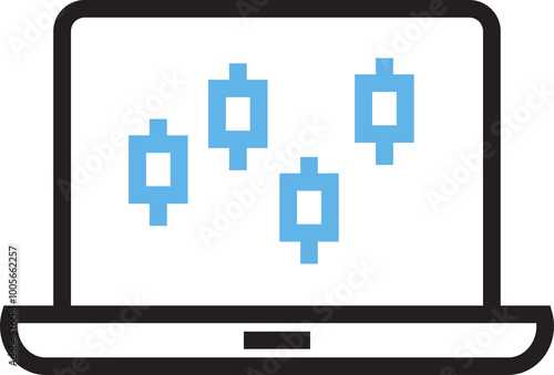 Candlestick Chart on Laptop Icon 