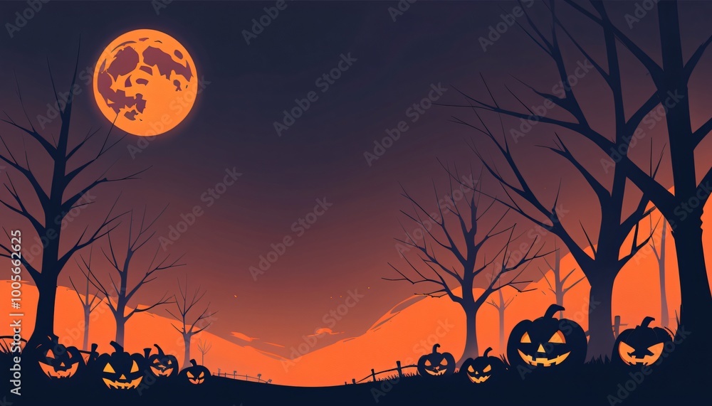 illustration of a Halloween night with moon and pumpkin background illustration of a Halloween night with moon and pumpkin background