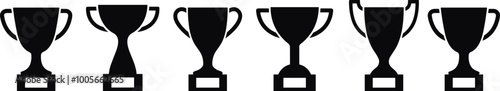 Trophy cup icon set. Champion trophy collection. Winner prize, champions realistic vector celebration winning concept. Education and sports first prize winner.