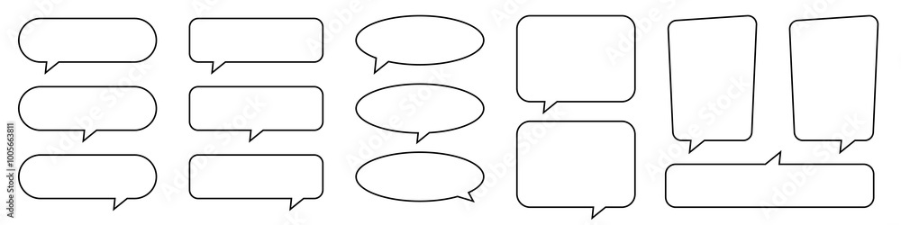Collection of line speech bubble, speech balloon, chat bubble. Collection of line speech bubble, speech balloon, chat bubble.