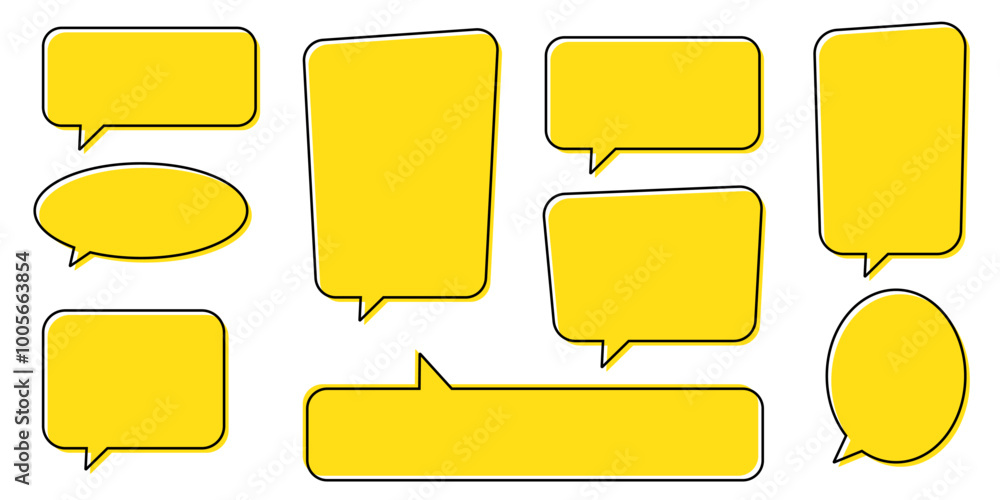 Obraz premium Chat bubble in yellow, speech bubble, message box set. Yellow quote background.
