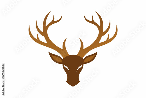 Pair of brown deer antlers vector illustration 
