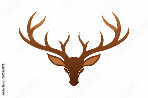 Pair of brown deer antlers vector illustration 