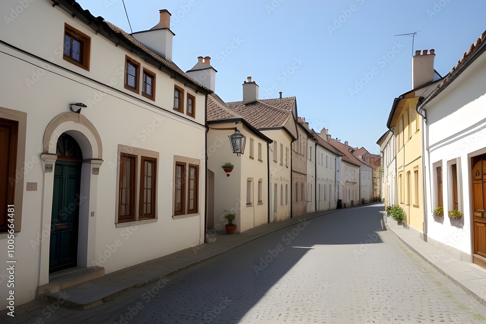 Charming Small Street in Old Town - Beautiful Urban Scene Generative AI illustration Charming Small Street in Old Town - Beautiful Urban Scene Generative AI illustration
