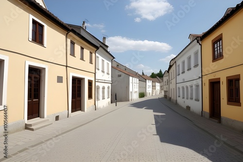 Quaint Small Street in Old Town with Traditional Architecture Generative AI illustration