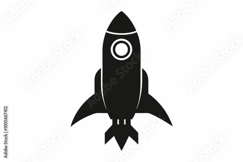 Rocket icon, Space ship vector silhouette
