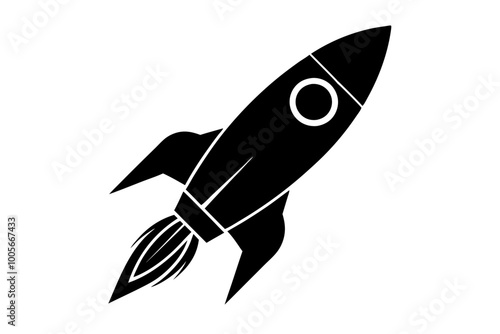Rocket icon, Space ship vector silhouette
