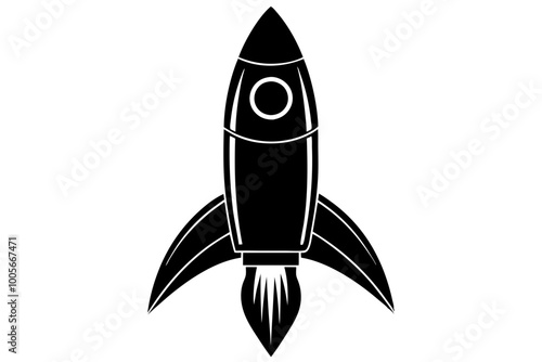 Rocket icon, Space ship vector silhouette
