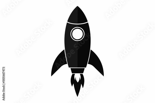 Rocket icon, Space ship vector silhouette
