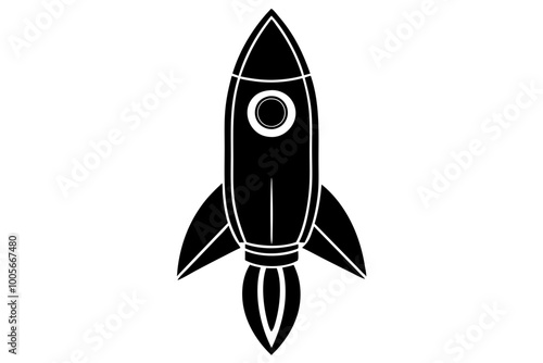 Rocket icon, Space ship vector silhouette
