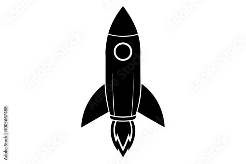 Rocket icon, Space ship vector silhouette

