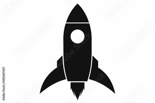 Rocket icon, Space ship vector silhouette

