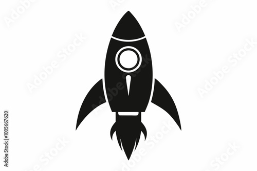 Rocket icon, Space ship vector silhouette
