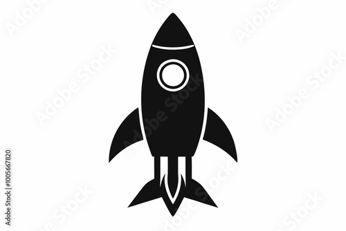 
Launch spaceship silhouette, Rocket vector icon, Rocket fast flying for space
