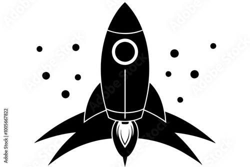 
Launch spaceship silhouette, Rocket vector icon, Rocket fast flying for space
