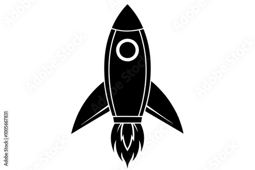 
Launch spaceship silhouette, Rocket vector icon, Rocket fast flying for space
