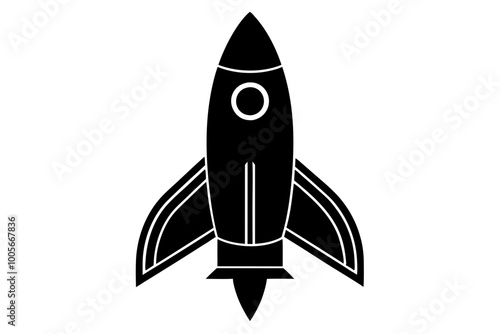
Launch spaceship silhouette, Rocket vector icon, Rocket fast flying for space
