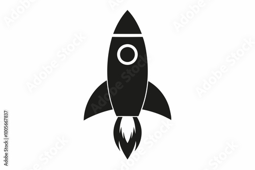 
Launch spaceship silhouette, Rocket vector icon, Rocket fast flying for space
