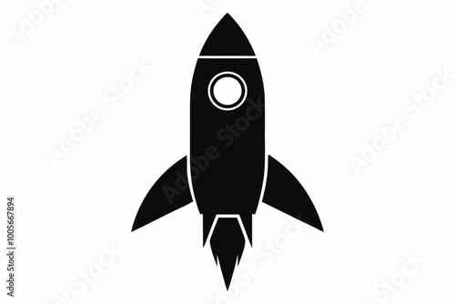 
Launch spaceship silhouette, Rocket vector icon, Rocket fast flying for space
