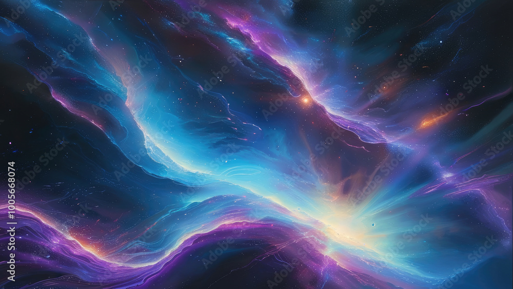 Vibrant Depiction of Cosmic Radiation Flowing Through the Vastness of Space Vibrant Depiction of Cosmic Radiation Flowing Through the Vastness of Space