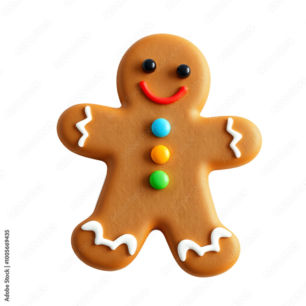 Gingerbread Man Cookie with Icing Decorations on transparent Background Gingerbread Man Cookie with Icing Decorations on transparent Background