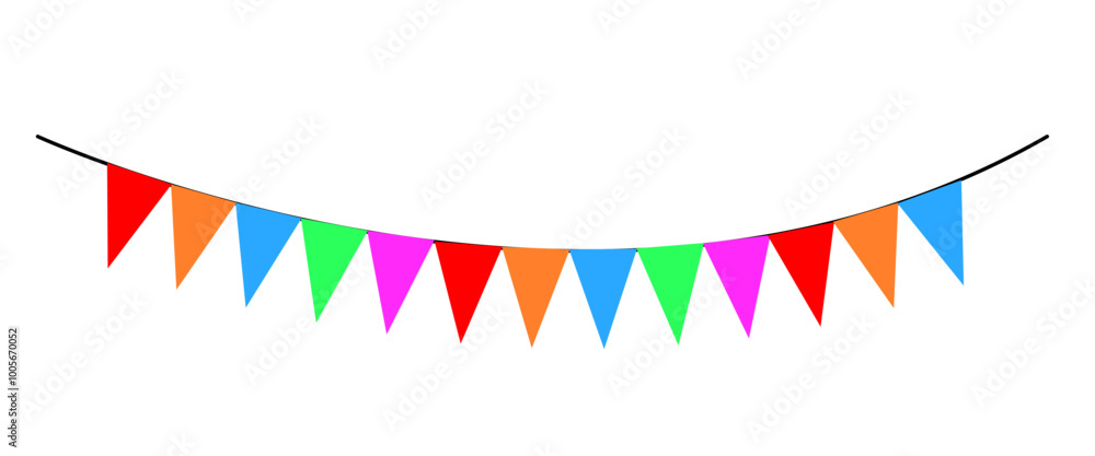 Fototapeta premium Colorful triangle flags on a line. set of colorful ribbons.
