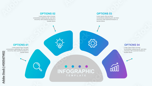 Vector illustration. The infographic is circular and has 4 segments. Template for graph, presentation, business, education with four steps.
