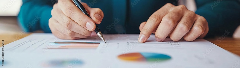 A close-up of hands analyzing business charts and graphs with a pen, symbolizing data research and financial planning. A close-up of hands analyzing business charts and graphs with a pen, symbolizing data research and financial planning.
