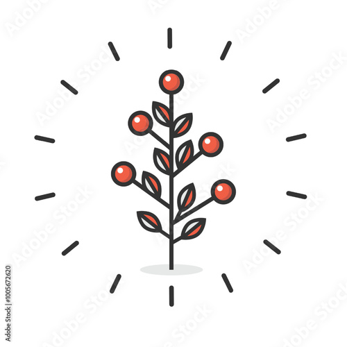 Red plant hand drawn doodle element vector illustration.