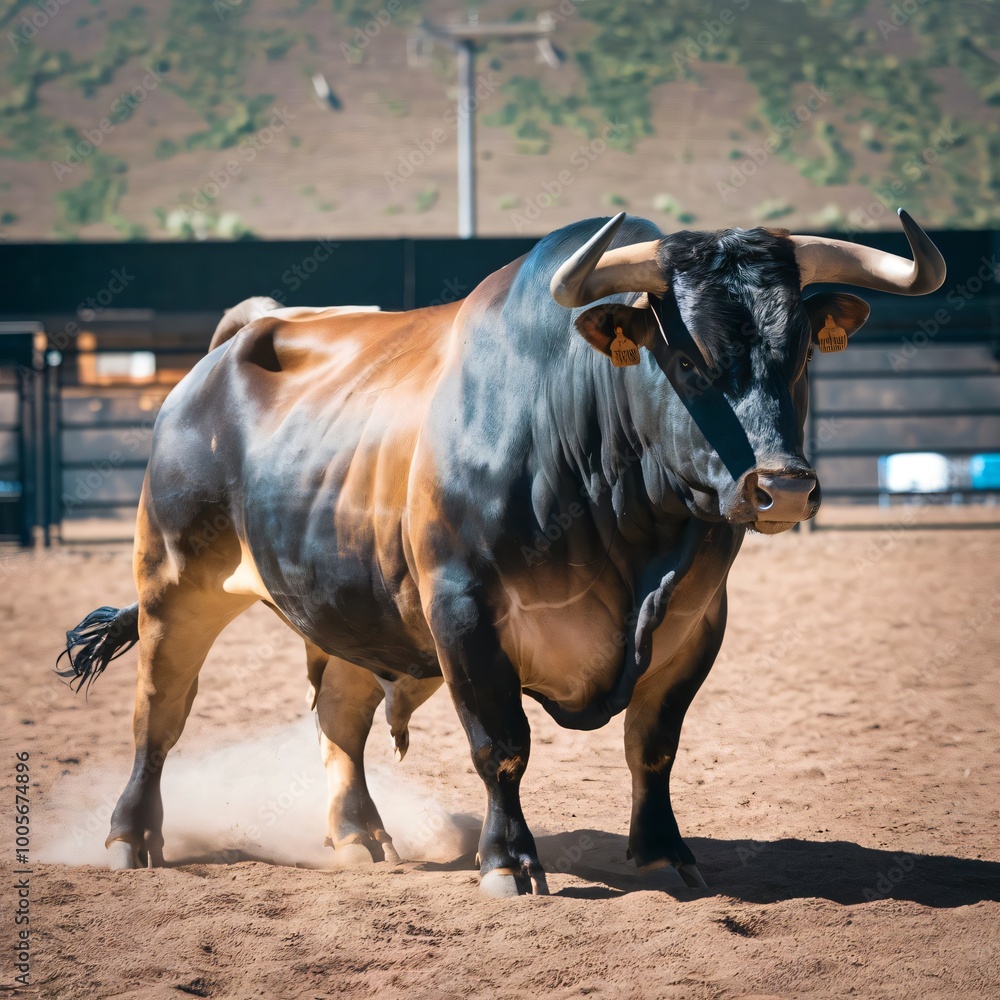 Powerful Bull in Bullfighting Arena Powerful Bull in Bullfighting Arena