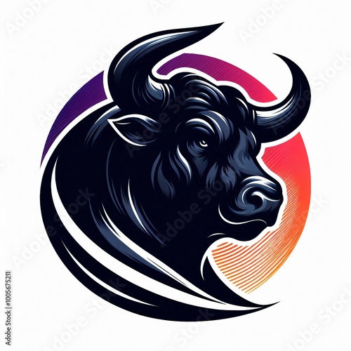 Wallpaper Mural Bull Head Logo Design with Circle and Stripes Torontodigital.ca