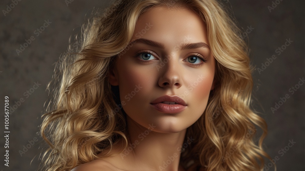 This image shows a curly blonde woman in soft light, merging elegance with a classic and modern photographic style. This image shows a curly blonde woman in soft light, merging elegance with a classic and modern photographic style.