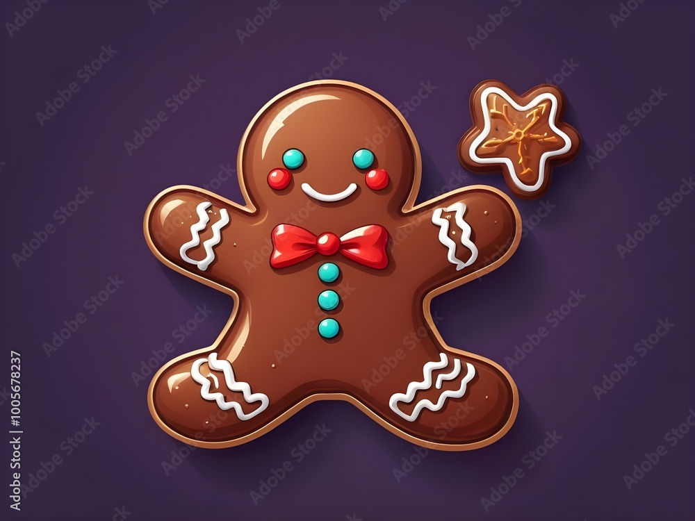 abstract pop art icon for new year. Chocolate gingerbread man image for merry christmas greeting card abstract pop art icon for new year. Chocolate gingerbread man image for merry christmas greeting card
