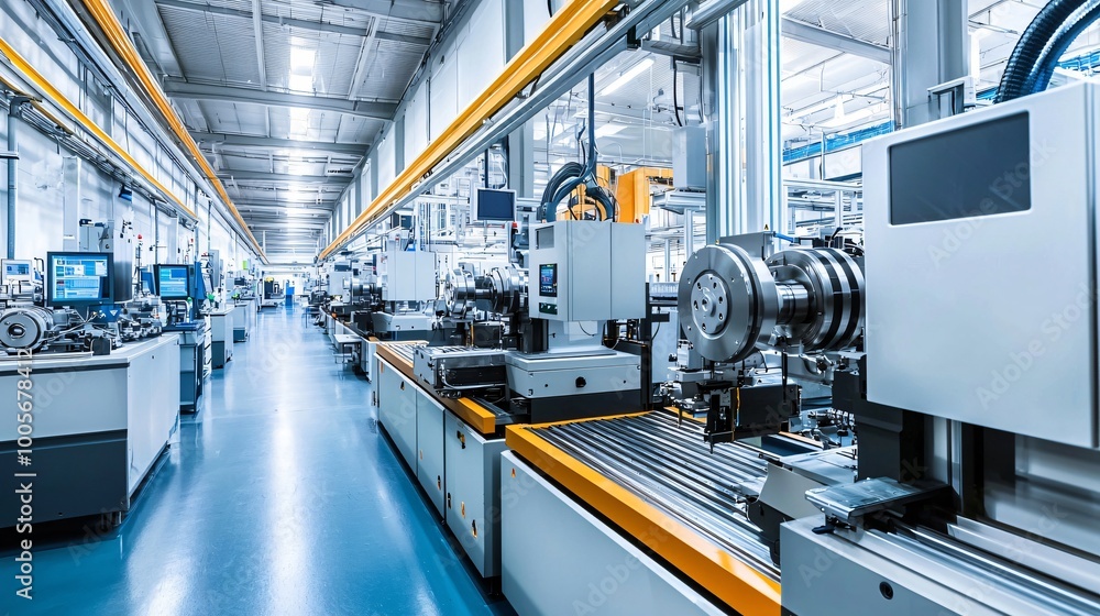 Automated Industrial Manufacturing Line in Factory Automated Industrial Manufacturing Line in Factory