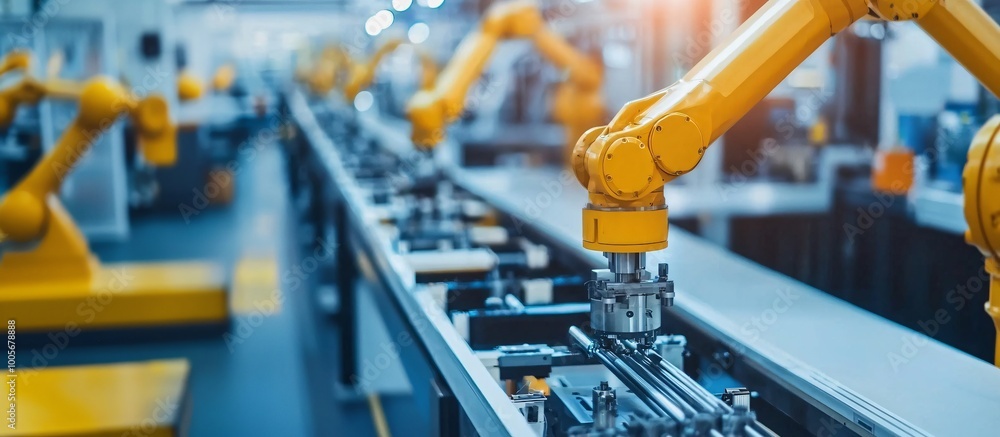 Fototapeta premium Industrial Robot Arm Automation Manufacturing Factory