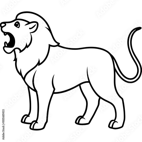 Noble Lion Standing Firm Vector Illustration Representing the Strength and Leadership of Nature’s Most Iconic Predator





