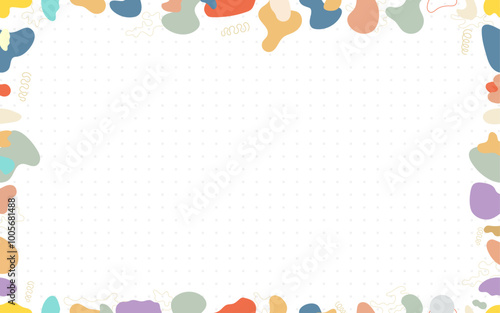 decorative frame border abstract white background ornamental colorful watercolor page presentation slide hand drawn stone shape design