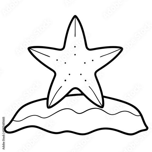 Vibrant Starfish Firmly Resting Vector Illustration on Sandy Beach
