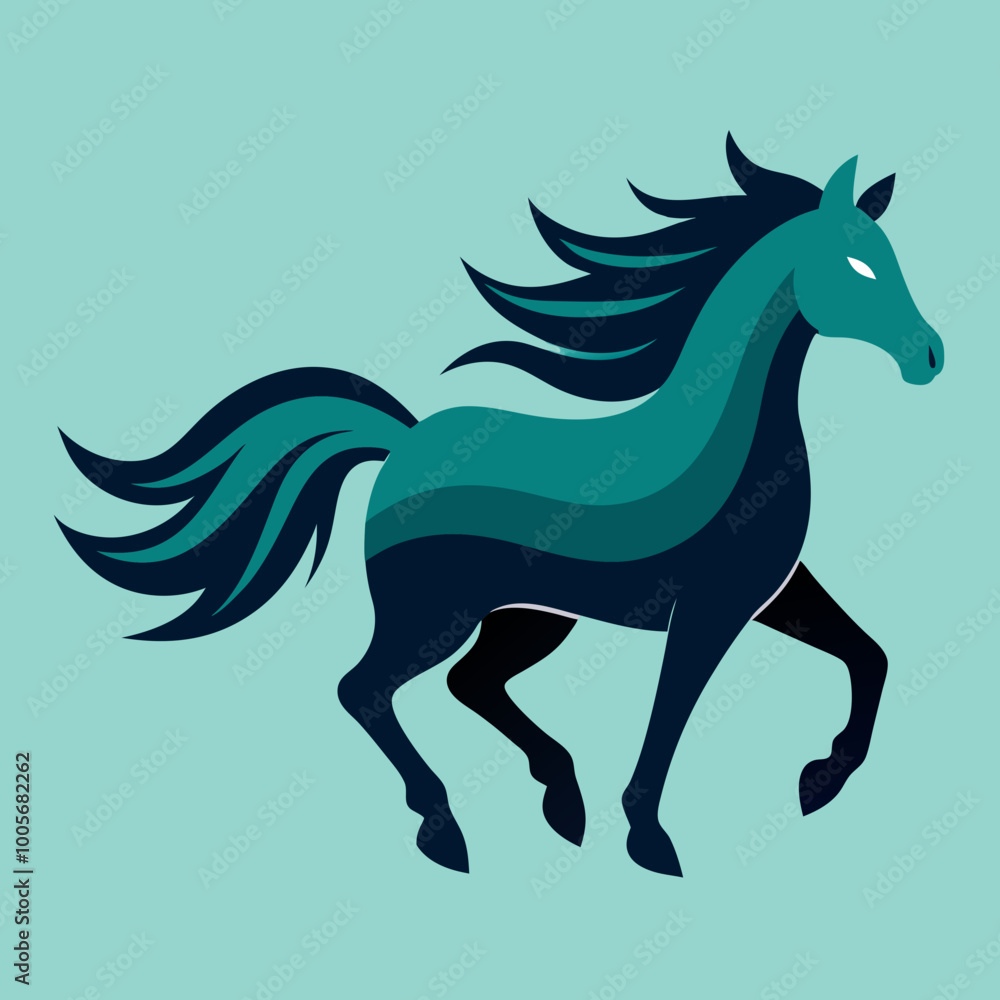Fototapeta premium Striking Vector Artwork Depicting a Gallant Horse in Full Elegance on a Sunlit Pathway