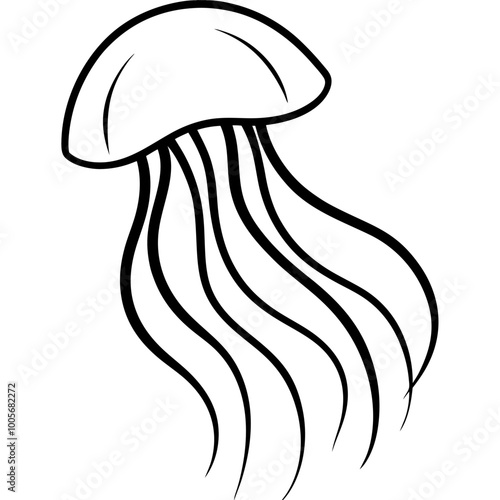 Vector Illustration of Jellyfish Drifting Through Vibrant Ocean Waters
 photo