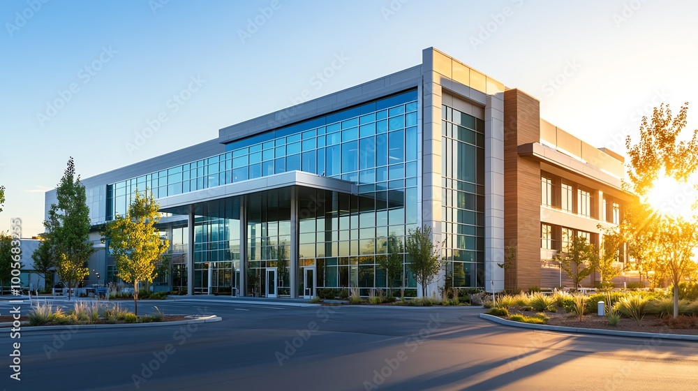 Modern office building with glass facade Modern office building with glass facade
