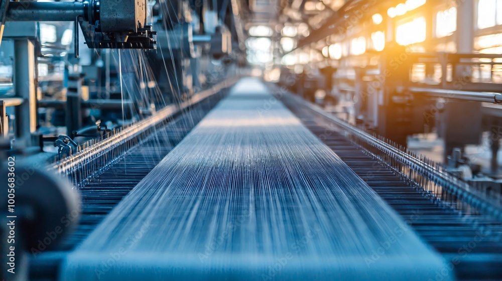 Fototapeta premium Industrial Textile Weaving Machine Closeup
