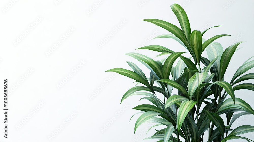Lush Green Plant with Vibrant Leaves on White Background Lush Green Plant with Vibrant Leaves on White Background