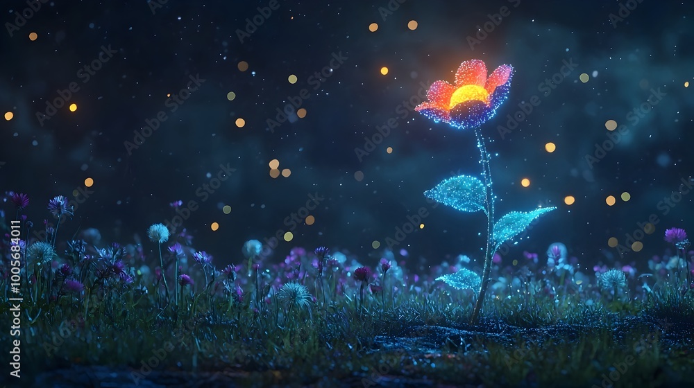 Cosmic Garden of Glowing Flora Blooming in a Distant Future Landscape A surreal otherworldly scene of luminous plants and flowers emerging from a state of hibernation Cosmic Garden of Glowing Flora Blooming in a Distant Future Landscape A surreal otherworldly scene of luminous plants and flowers emerging from a state of hibernation