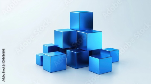 Blue Geometric Abstract Composition